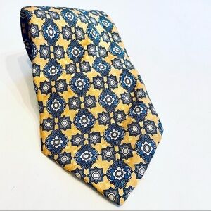 🎯3/$10 Pierre Cardin Paris 100% Silk Yellow Blue Men’s Necktie